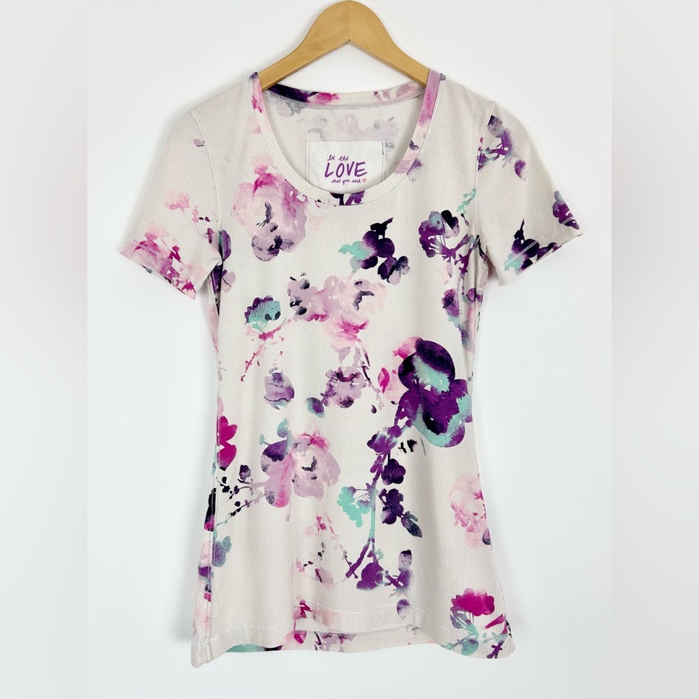 Lululemon Blurred Blossom Floral Print Short Sleeve Tee ‎ Purple Size Small